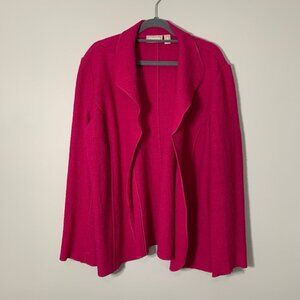 Chico's pink 100% boiled wool long sleeve open front cardigan sweater jacket